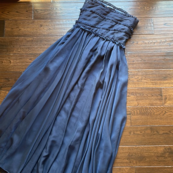 Monique Lhullier navy blue strapless gown prom bridesmaid size 8 - Picture 8 of 9